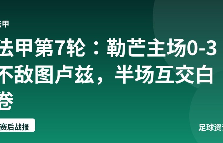 法甲第7轮：勒芒主场0-3不敌图卢兹，半场互交白卷